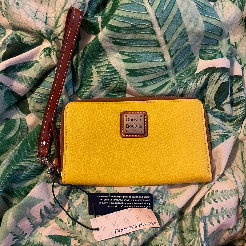 Dooney and Bourke Yellow Zip around Wallet Wristlet nwt